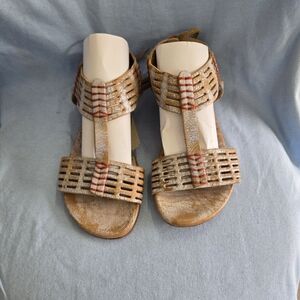 Bed Stu Lace Up Back Flat Distressed Sandals Size 7.5